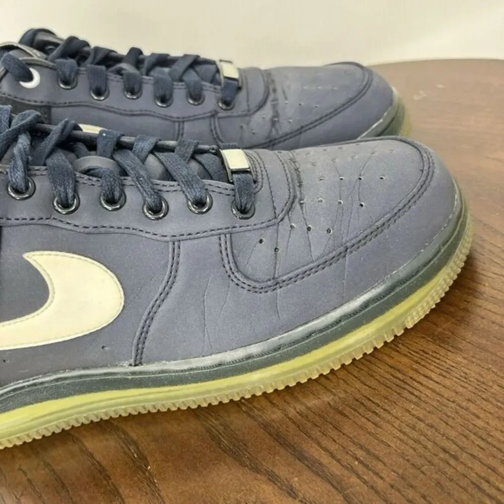 Nike Air Force 1 Shoes Men's Size 8 Blue Leather Low Max Air Sneakers 532252-410